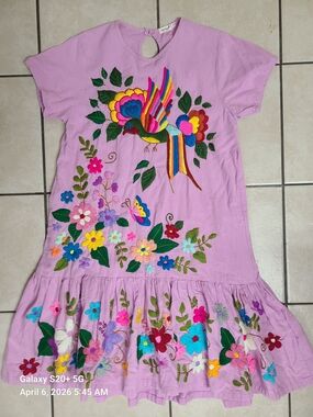 Mexicana Embroider Dress Color Lavander